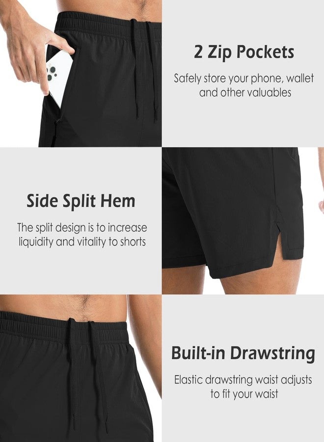 Aolesy Men's Gym Shorts 5 Inch Quick Dry Workout Running Shorts with Zipper Pockets Lightweight Sports Athletic Shorts for Men Black - Image 5